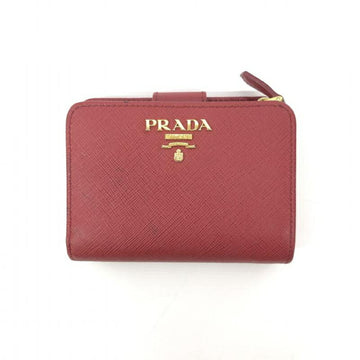 PRADA 1ML018 Saffiano Compact Wallet  Red