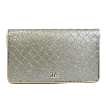 CHANEL Bicolor A33911 Women's Leather Long Wallet [bi-fold] Silver