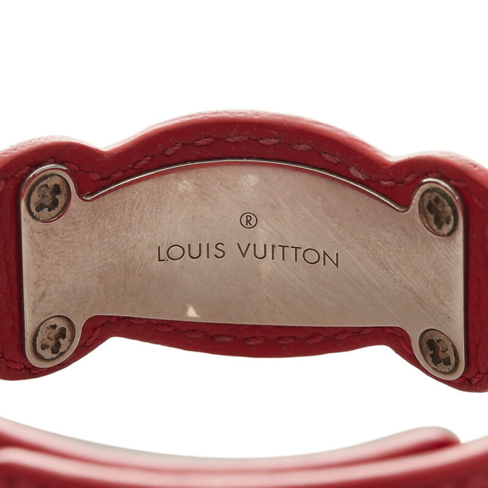 Louis Vuitton Handle It Red Epi Leather Silver Tone Bracelet 19