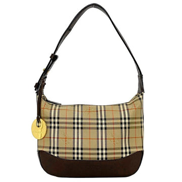 BURBERRY bag brown beige check nova canvas leather  handbag
