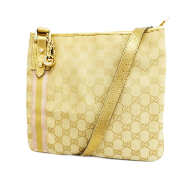 GUCCIAuth  GG Canvas Shoulder Bag 144388 Women's Leather Beige,Gold
