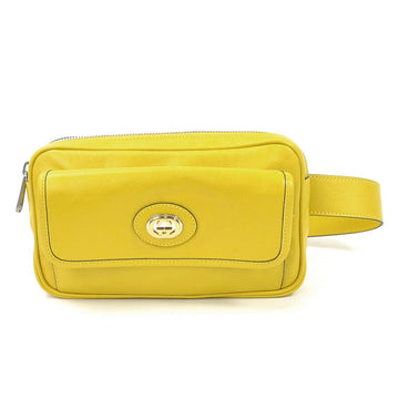 Gucci waist bag belt interlocking G leather yellow silver unisex 598080