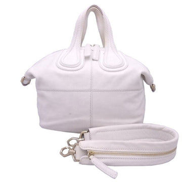 GIVENCHY 2Way Bag Nightingale White Leather x Gold Hardware Handbag Shoulder Women's