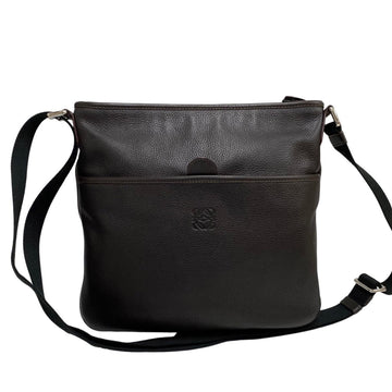 LOEWE Anagram Logo Leather Genuine Shoulder Bag Sacoche Crossbody Brown