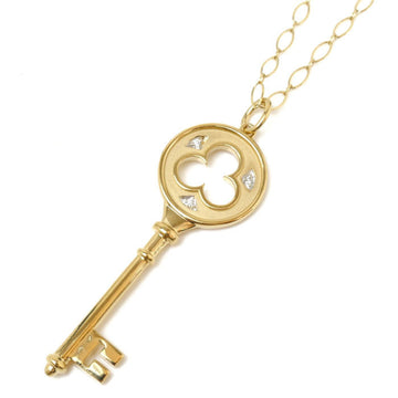 TIFFANY&Co.  K18YG Yellow Gold Clover Key 3PD Necklace Diamond 12.3g 76cm Women's