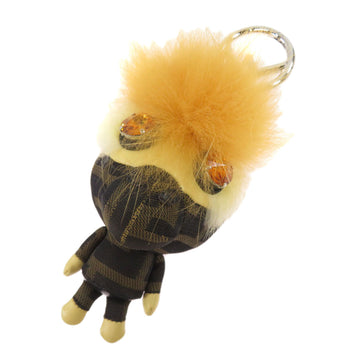 FENDI Bag Charm Space Monkey Keychain Fur/Leather/Canvas Women's
