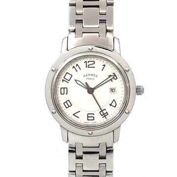 Hermes Clipper Classic CP1 310 Ladies Watch Date White Dial Quartz