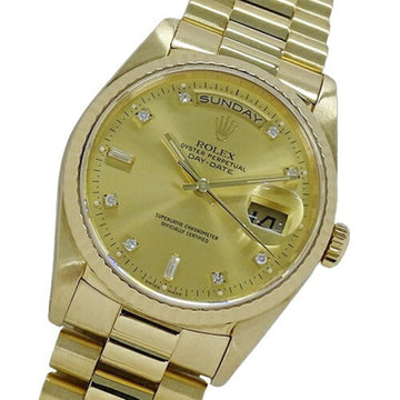 ROLEX Day-Date 18238A L watch men's 2P bucket 8P diamond automatic winding AT 750YG 18K solid gold polished