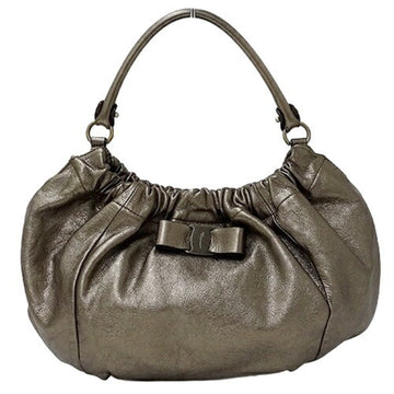 SALVATORE FERRAGAMO Bag Women's Handbag Rose Ribbon Leather Bronze Brown Metallic