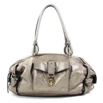 SALVATORE FERRAGAMO Handbag Gancini Leather Gold Gray Ladies