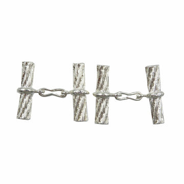 HERMES Rope Motif Silver 925 Cufflinks Unisex 0047