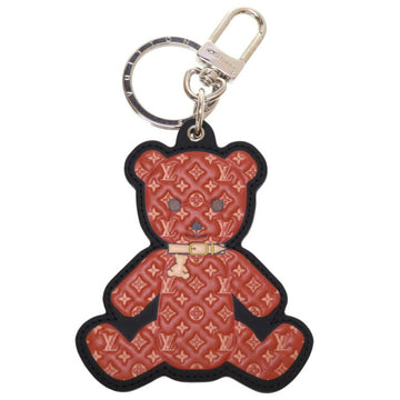 LOUIS VUITTON Monogram Portocre Teddy Bear M00342 Bag Charm Keychain Calf Brown