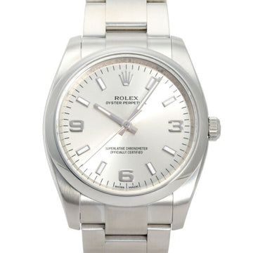 ROLEX Oyster Perpetual 114200 Silver 369 Arabic Dial Watch Men's