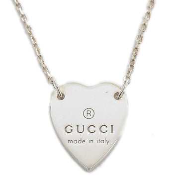 Gucci Trademark Heart Pendant Tagplate Necklace Silver SV925 223512
