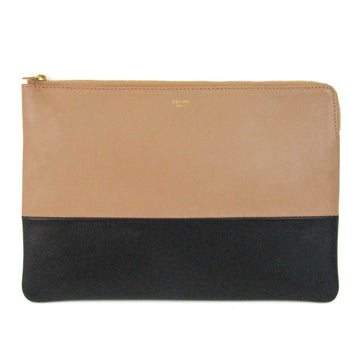 CELINE Women's Leather Clutch Bag Beige,Black