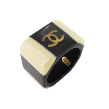 CHANEL Ring Coco Mark Plastic Gold Brown Beige 01P Ladies