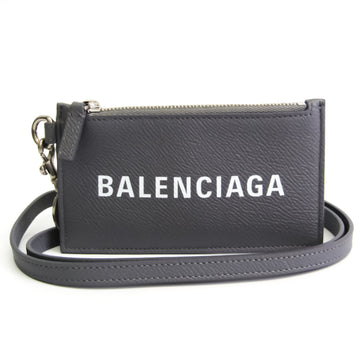 Balenciaga 594548 Leather Card Case Gray,White