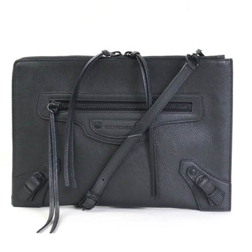 BALENCIAGA diagonal shoulder bag clutch neoclassic city leather black unisex e55875g