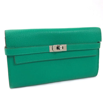 Hermes Long Wallet Kelly C Engraved Made in 2018 Vo Epsom Green Women's HERMES
