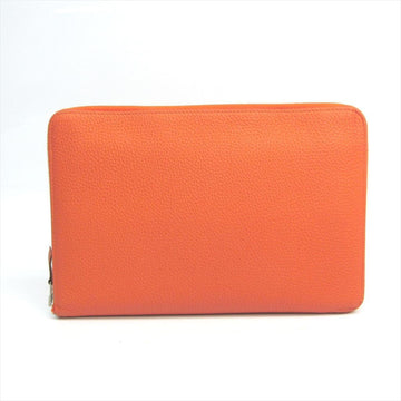 HERMES Unisex Togo Leather Long Wallet [bi-fold] Orange