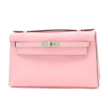 Hermes Pochette Kelly Swift Rose Sakura Z stamp Handbag Clutch Bag