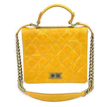 CHANEL Handbag Shoulder Bag 2.55 Matelasse Leather/Metal Yellow/Gold Ladies