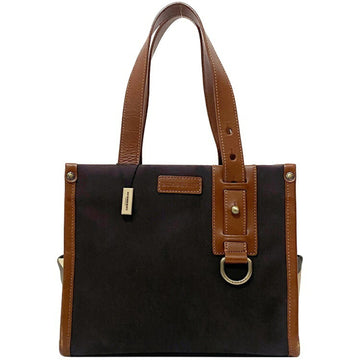 BURBERRY handbag brown gray beige check glen tote bag canvas leather  mini ladies