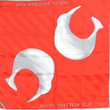 LOUIS VUITTON scarf CUP 2000 silk/cotton red/gray unisex