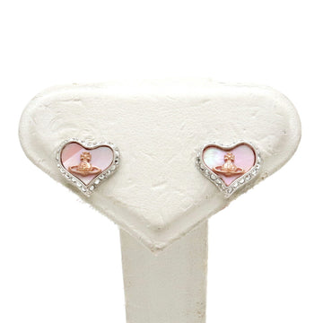 VIVIENNE WESTWOOD Petra Earrings Orb Heart Shaped GP Shell Stone Pink Silver 62010074 02W396