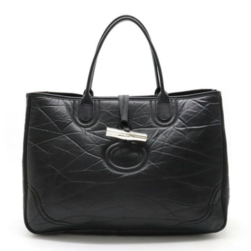 LONGCHAMP Roseau Tote Bag Shoulder Leather Black