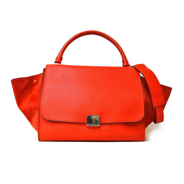 CELINE Trapeze Handbag Leather Orange Women's