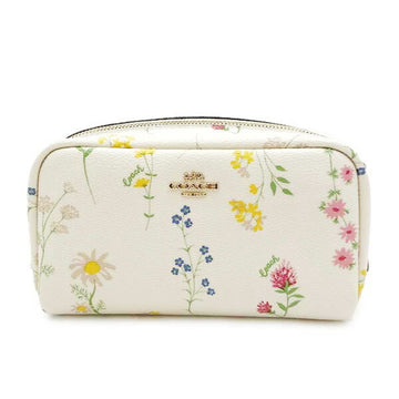 COACH Pouch Floral Print Cosmetic White Ivory Ladies Accessory Case Fashion C0039