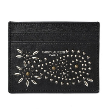 SAINT LAURENT / Card Case YSL  Paisley Pattern Studs Leather Black 375949
