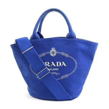 PRADA handbag shoulder bag canvas blue ladies