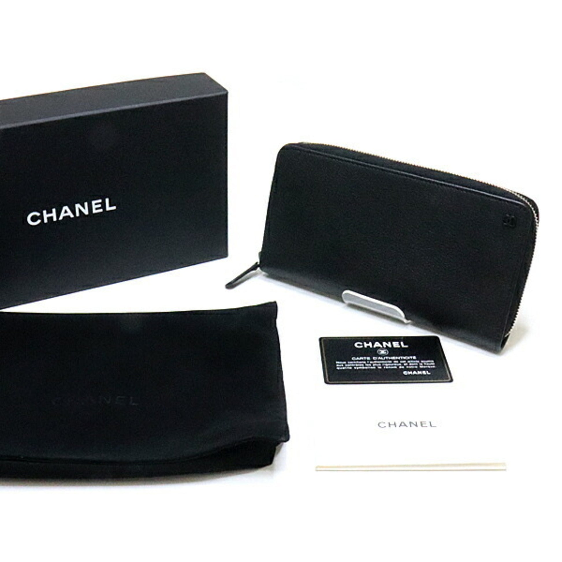 Chanel Long Zip AP1088 Black Mini Coco Mark Round Wallet 28 Series