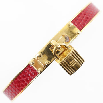 HERMES Kelly Bangle Cadena Gold Plated Red Ladies
