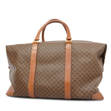 CELINEAuth  Macadam Handbag Men,Women,Unisex PVC,Leather Boston Bag Brown