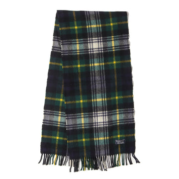 BURBERRY 90s Tartan Check Fringe Cashmere Wool Scarf Stole Made in England s Green
