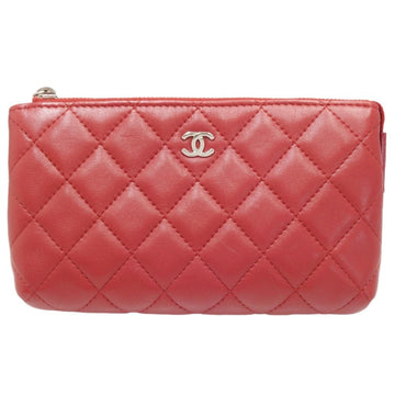 CHANEL Matelasse Cocomark A69259 Pouch Lambskin Red 180217