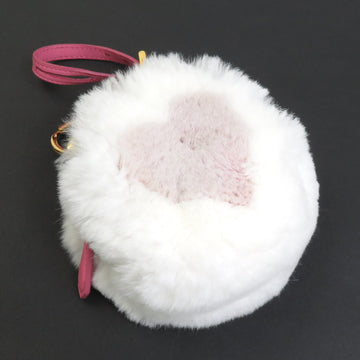 PRADA Charm Pouch Fur/Leather White x Pink Women's 55136a