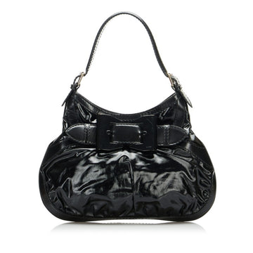 GUCCI Ribbon Handbag Hobo Bag 189885 Black Patent Leather Ladies