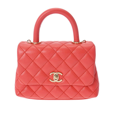 CHANEL Matelasse XXS Salmon Pink Champagne AS2215 Women's Caviar Skin Handbag