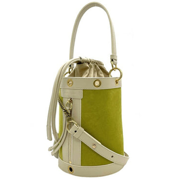 SEE BY CHLOE  Purse Shoulder Bag Light Green Beige DEBBIE Calf Leather Velor Bucket 2way Handbag Ladies Cylindrical