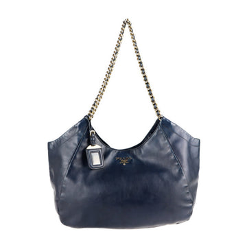 PRADA shoulder bag BR4995 leather navy chain tote