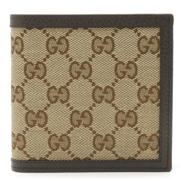 Gucci GG canvas bi-fold wallet leather khaki beige brown dark 150413