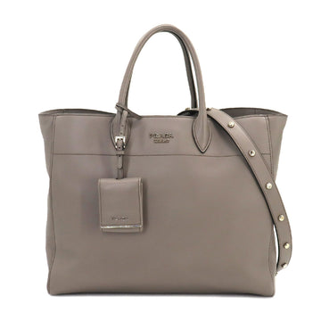PRADA 2way tote shoulder bag leather gray 1BG041 silver metal fittings Tote Shoulder Bag