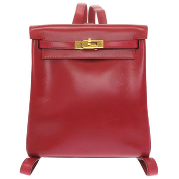 Hermes Kelly Ad PM Box Calf Rouge Ash ???C Engraved Rucksack Bag Red