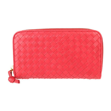 BOTTEGA VENETA intrecciato long wallet 114076 leather red series round zipper