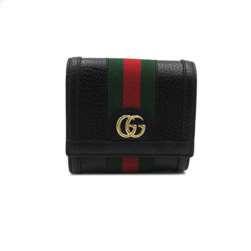 GUCCI Ophidia Leather Web Stripe GG Compact Wallet Black leather 719887
