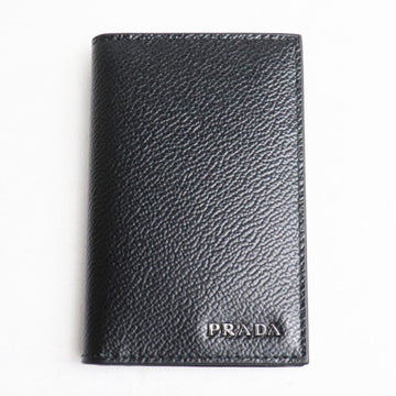 PRADA 2MC101 Leather Card Case Black/Navy VIT.MICRO GRAIN